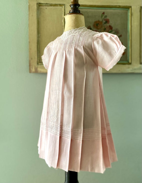 Vintage Handmade Pink Little Girls Dress 2T - image 2