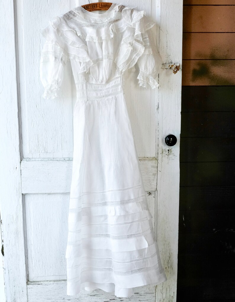 Antique Edwardian Organdy Teen Girl Dress XXS Petite Etsy