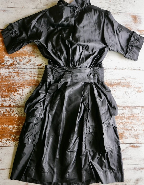 1920s Black Silk Taffeta Dress Size Small - image 5