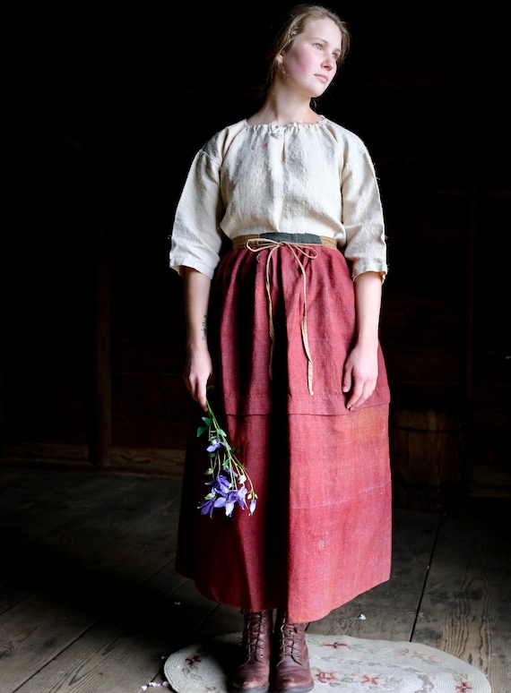 Antique Red Wool Rural Clothing Petticoat 34" Wais