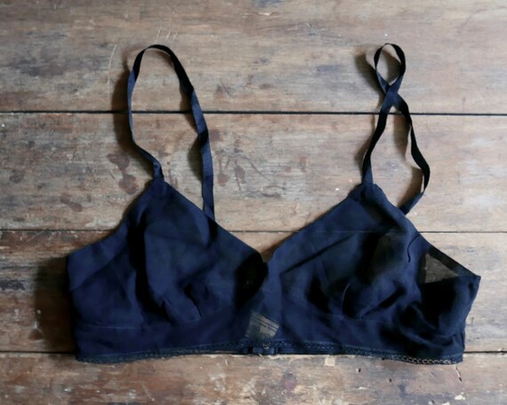 Vintage 1930s NRA Label Black Silk Chiffon Mesh Br