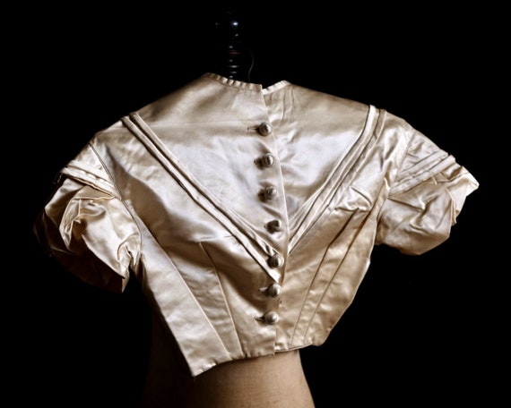 Antique 1850s Silk Satin Bodice - image 1