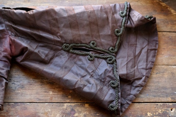 1850s Pagoda Sleeve Brown Silk Bodice XS - image 5