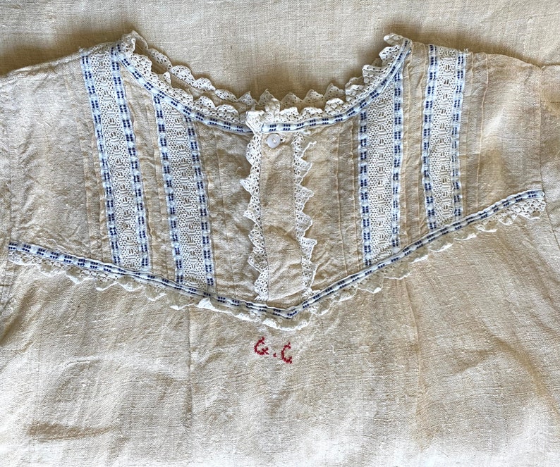 Antique Rustic Linen Chemise S/M image 7