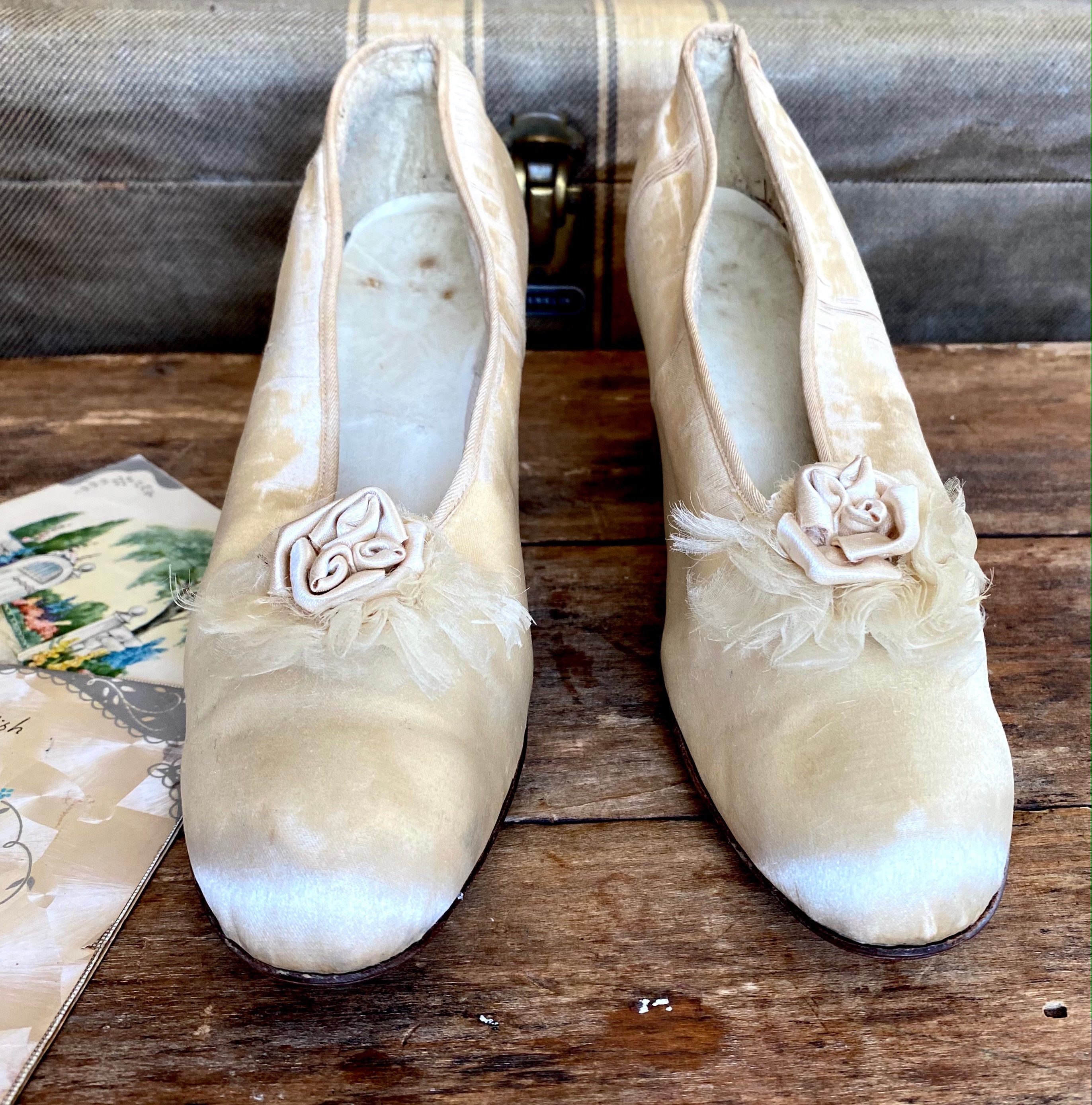 Edwardian Silk wedding Shoes Shabby Romantic Etsy