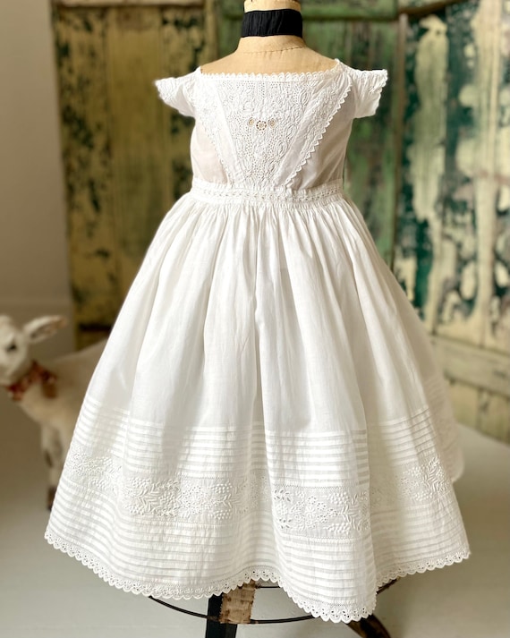 Antique Ayrshire Embroidery Little Girls Dress 2 Y