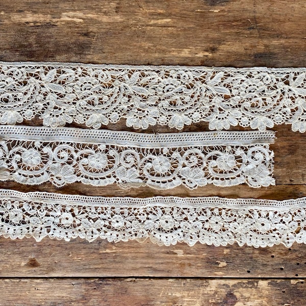 Antique Brussels Handmade Lace Trim Lot