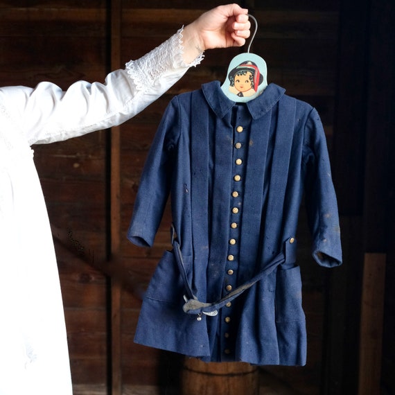 Victorian Girl's Navy Blue Wool Dress