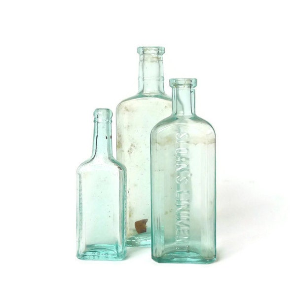 Antique Aqua Blue Apothecary Bottles