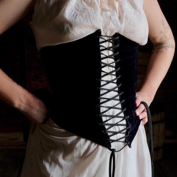 Victorian 1860s Swiss Waist Velvet Corset
