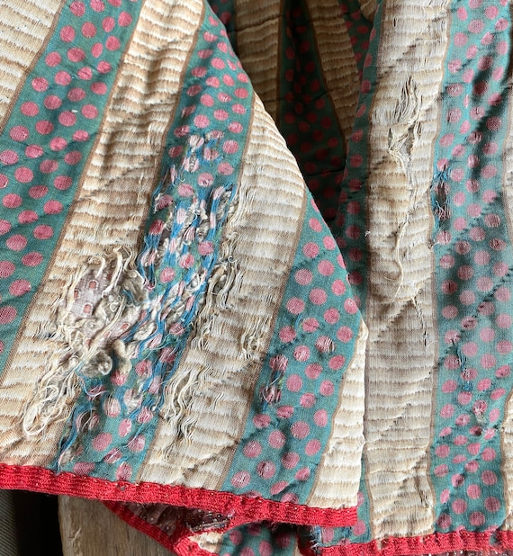 Antique Primitive Quilted Calico Short Petticoat - image 8