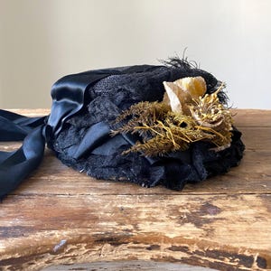 Victorian Straw Bonnet With Millinery Flowers