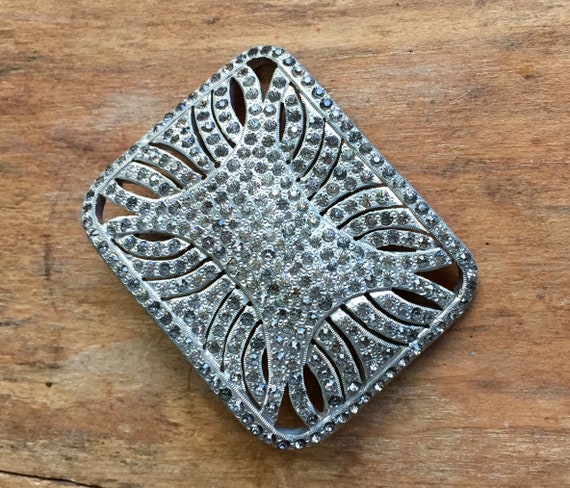 Vintage Art Deco Rhinestone Brooch - image 3