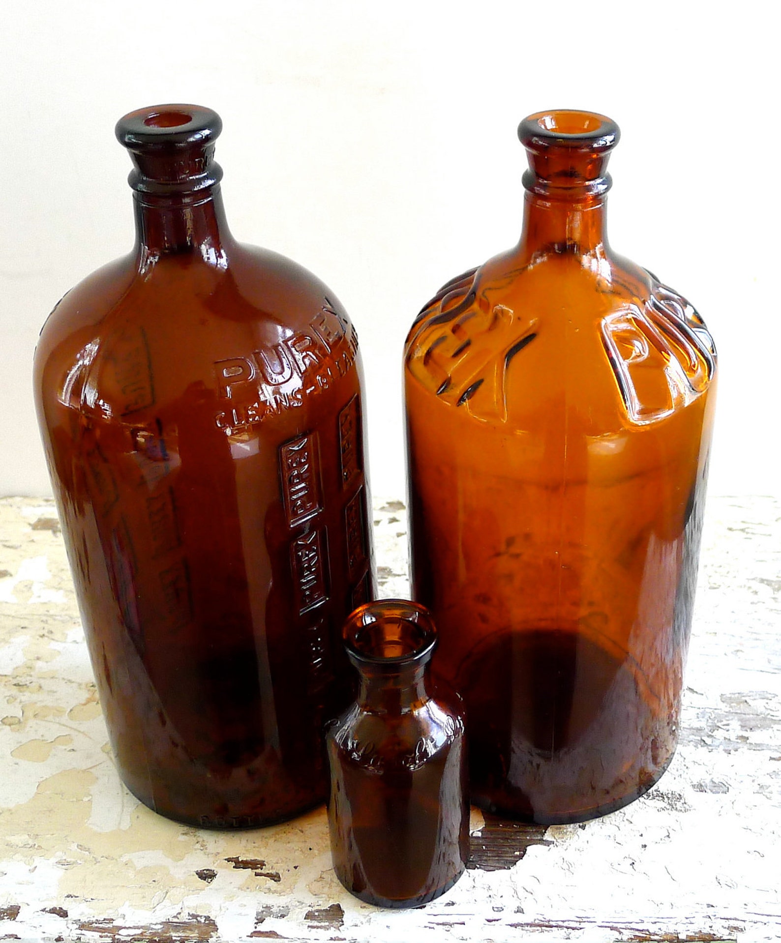 Vintage Amber Purex Bottles Etsy