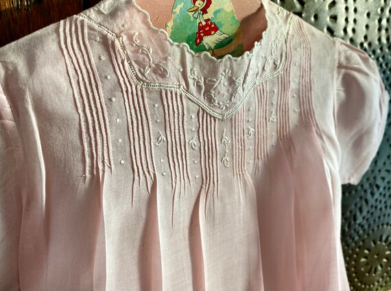 Vintage Handmade Pink Little Girls Dress 2T - image 3