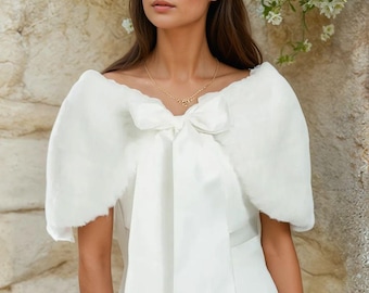 Faux fur bridal wrap  bridal shawl