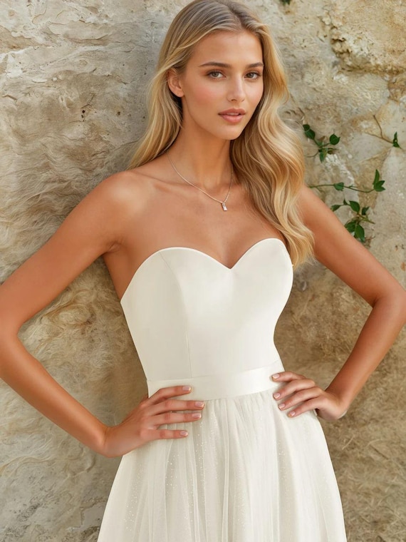 Ivory Sweetheart Satin Corset Top, Bridal Separates Special