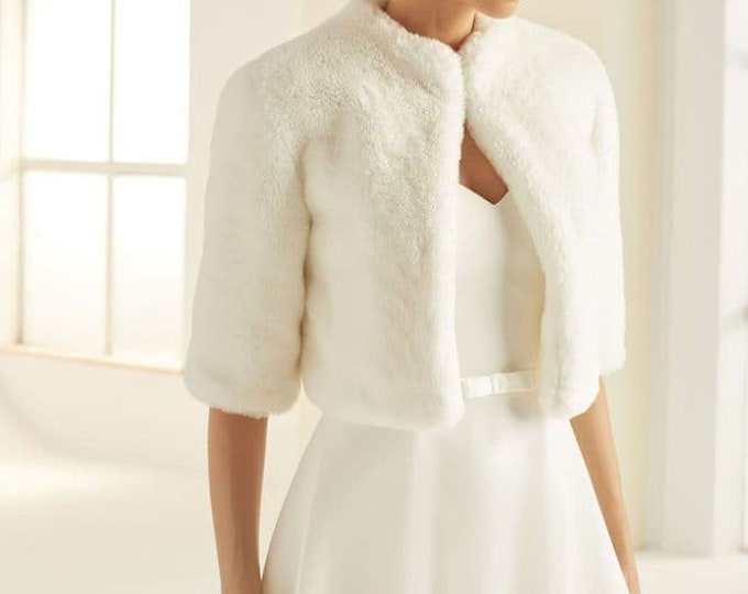 Faux Fur Bridal Jacket Wedding Bolero With Short Sleeves Etsy