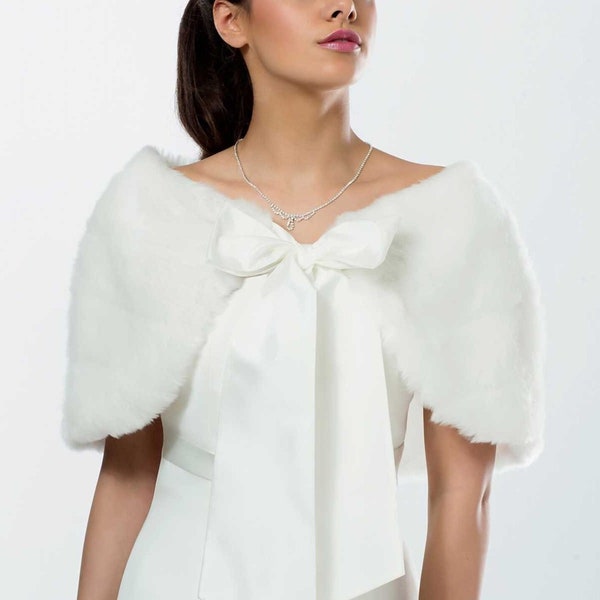 Faux fur bridal wrap  bridal shawl