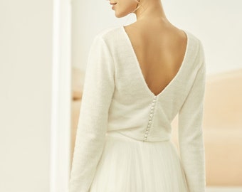 Evie long sleeved bridal bolero, bridal jumper, knitwear uk 10