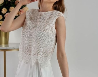 Short sleeved lace bridal bolero, cover up, bridal top