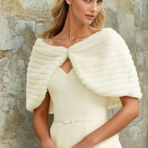 Faux fur ivory shrug, bridal wrap, cover up