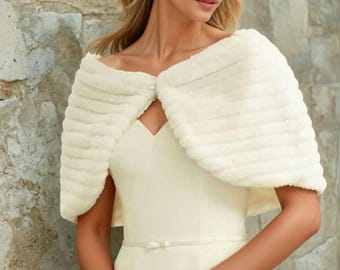 Faux fur ivory shrug, bridal wrap, cover up