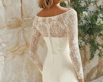 Lace Bridal Bolero Top: Cropped Wedding Cover-Up, Long Sleeves