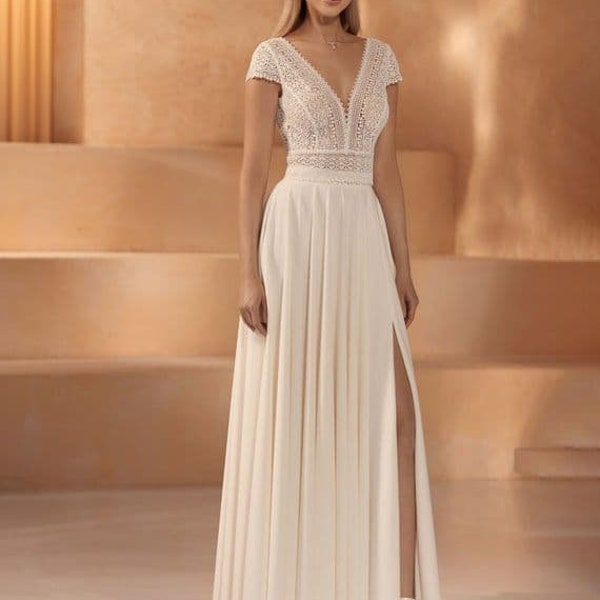 Romantic light ivory crepe A line bridal skirt, wedding separates