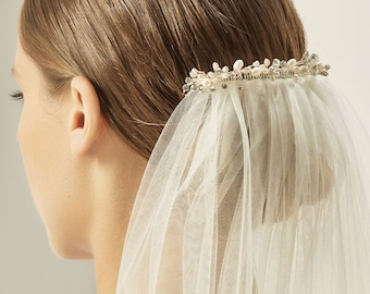 Crystal and Pearl Bridal Veil hair accessory