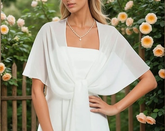Ivory Chiffon bridal wrap, wedding scarf, bridal shawl
