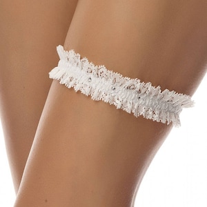 Luxury ivory lace bridal garter with crystals