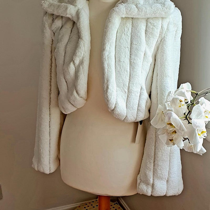 Faux Fur-Trim Bolero in White main image 1