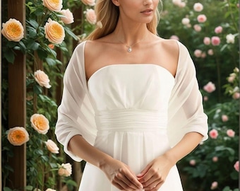 Chiffon bridal wrap, wedding scarf, bridal shawl