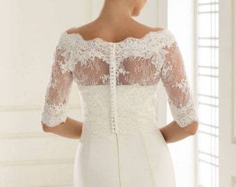Lace wedding bolero, wedding top,  cover up - UK 24 - 47 inch bust
