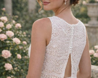 Lace Bridal Bolero: Sleeveless Wedding Top, Open Back