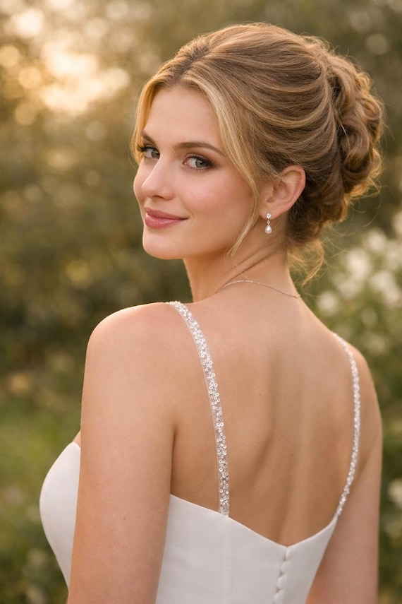 Ivory Beaded Tulle Bridal Straps – Detachable Wedding Dress Shoulder Straps