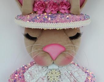 Sir Hopkins Bunny Wreath Attachment - Pretty in Pink Bunny - Handmade Wreath Attachment - Pre-Order