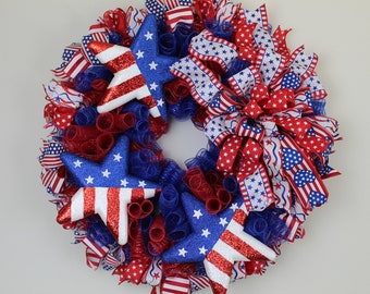 Patriotic Wreath. Memorial Day Wreath. Red White and Blue Wreath. Memorial Day Wreath. Independence Day Wreath. Front Door Wreath. Flag Day