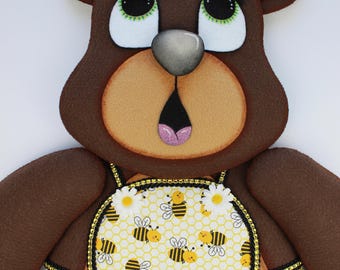 Cute Beary Sweet Bear Wreath Attachment, Swag, Wall Decor, Large Brown Bear