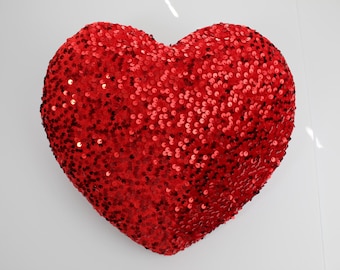 Sparkling Red Heart Wreath Attachment.  Hand Made Heart. Valentines.