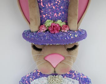 Sir Hopkins Bunny Wreath Attachment - Lavender Bunny - Handmade Wreath Attachment