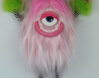 Monster Wreath Attachment, One Eyed Monster, Halloween Wreath Attachment, Pink Monster, Monster Decor, 3D Monster, Wall Decor