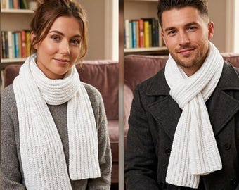 Knit Scarf Pattern, Beginner for Men and Women (English PDF)