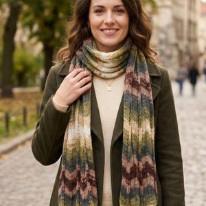 Knit Scarf Pattern, Easy Beginner Chevron Knitted (English PDF)