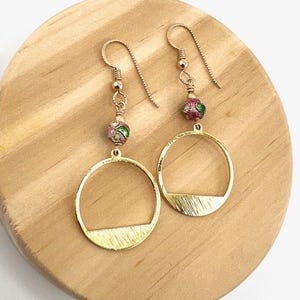 Pink & Gold Cloisonné Dangles – Greek-Inspired