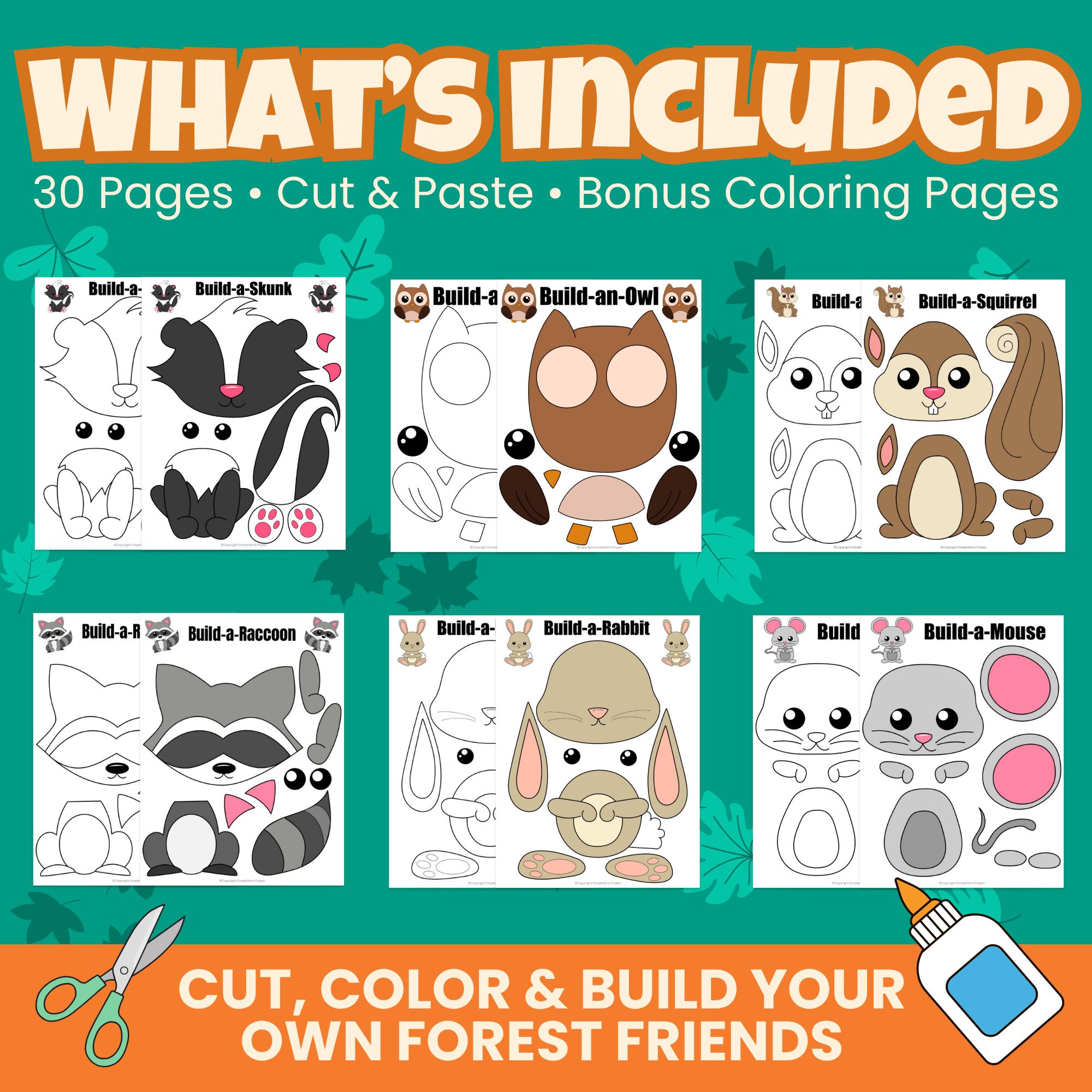 Woodland Animal Crafts Printable | Cut and Paste Templates | Kids PDF ...