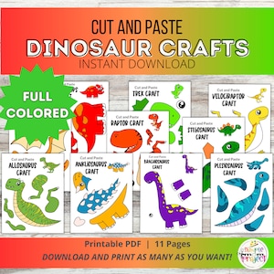 Dinosaur Cut and Glue Craft: Prehistoric Paper Lesson (PDF)