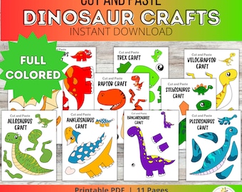 Dinosaurier Cut and Glue Craft: Prähistorische Papierlektion (PDF)
