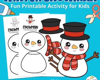 Plantilla imprimible de muñeco de nieve: actividad invernal de cortar y pegar (PDF)